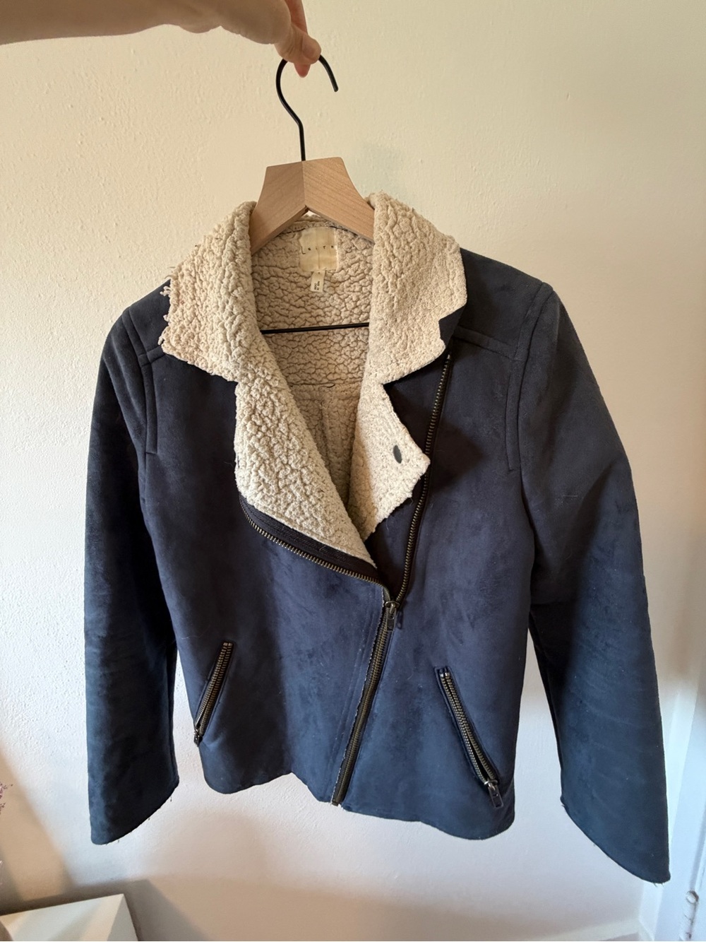 Leith Navy Jacket with Cream Sherpa Lining